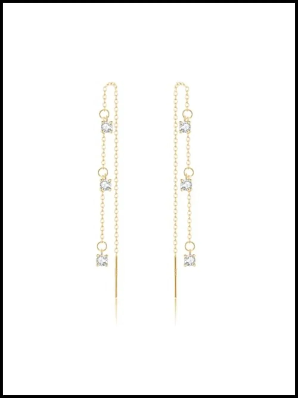 S925 Sterling Silver CZ Chain Dangle Earrings for Women Teens